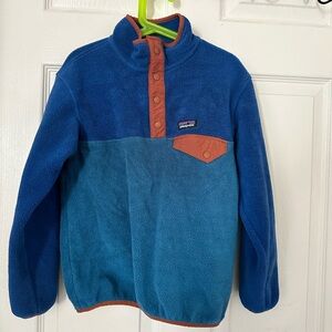 Patagonia Blue and Orange Fleece Sweatshirt